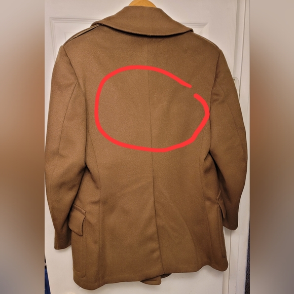 Men's Brown Heavy Wool Green Satin Lining Authentic Military Coat 8 Buttons - Picture 14 of 14